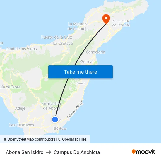 Abona San Isidro to Campus De Anchieta map