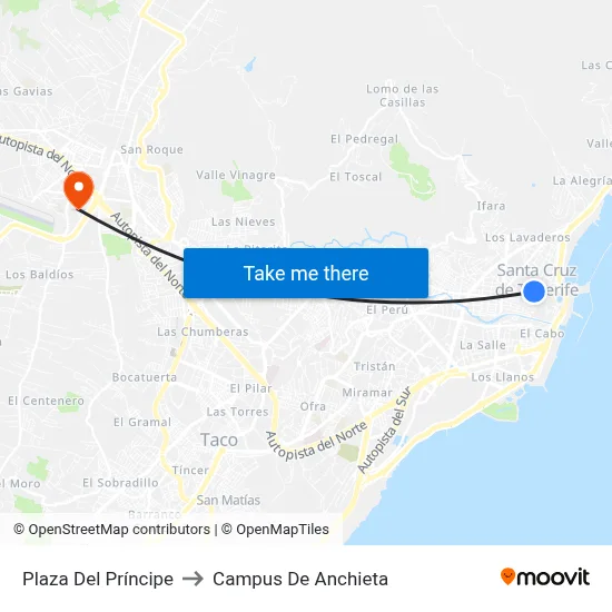Plaza Del Príncipe to Campus De Anchieta map