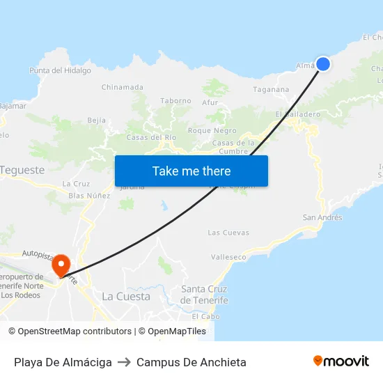 Playa De Almáciga to Campus De Anchieta map