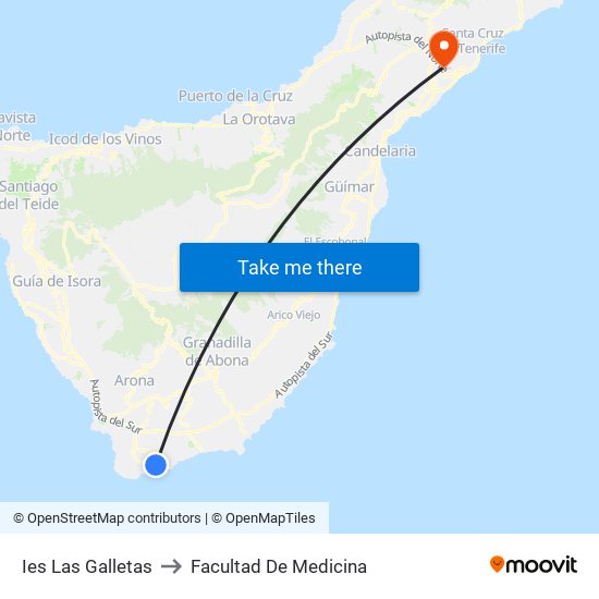 Ies Las Galletas to Facultad De Medicina map