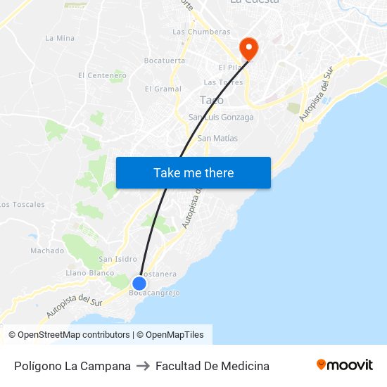 Polígono La Campana to Facultad De Medicina map