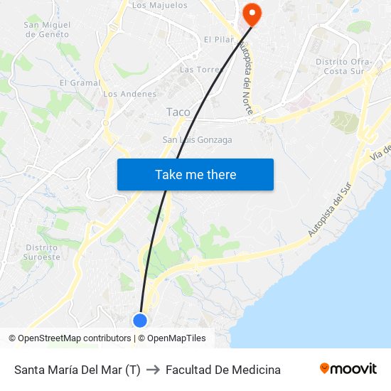 Santa María Del Mar (T) to Facultad De Medicina map