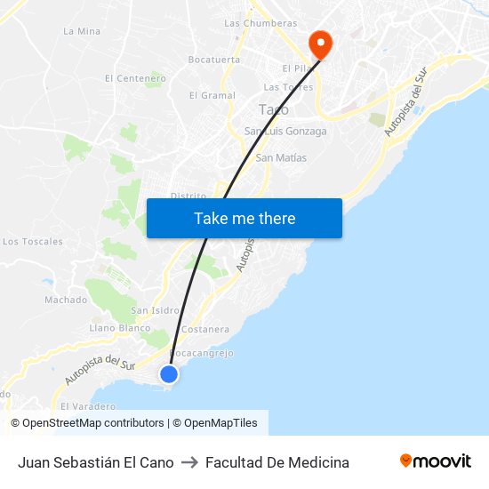 Juan Sebastián El Cano to Facultad De Medicina map
