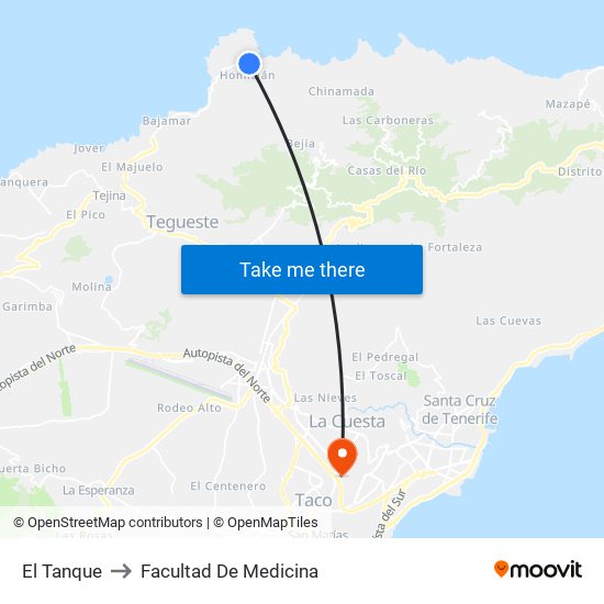 El Tanque to Facultad De Medicina map