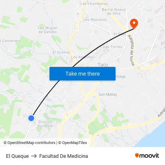 El Queque to Facultad De Medicina map