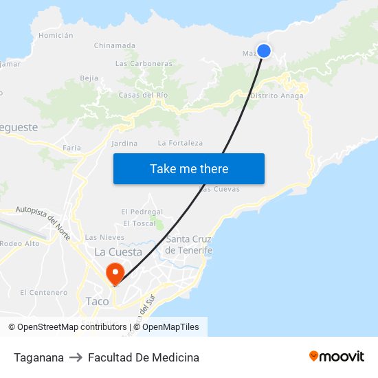 Taganana to Facultad De Medicina map