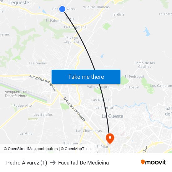 Pedro Álvarez (T) to Facultad De Medicina map