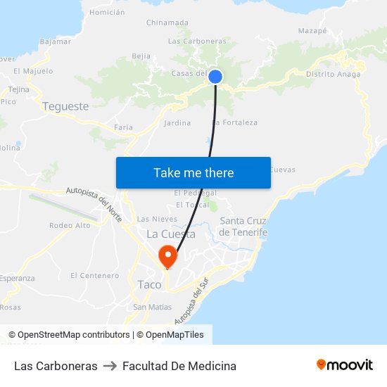 Las Carboneras to Facultad De Medicina map