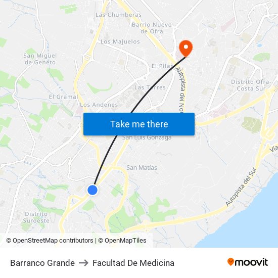 Barranco Grande to Facultad De Medicina map