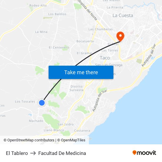 El Tablero to Facultad De Medicina map