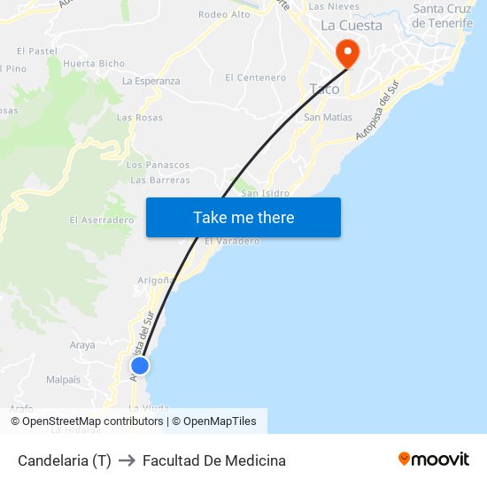 Candelaria (T) to Facultad De Medicina map