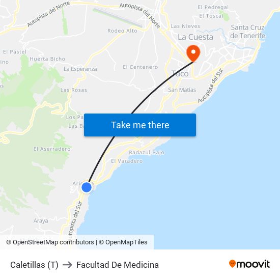 Caletillas (T) to Facultad De Medicina map