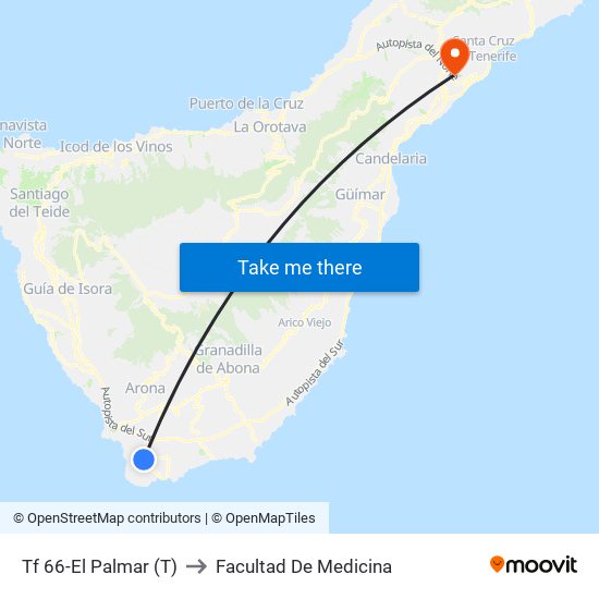 Tf 66-El Palmar (T) to Facultad De Medicina map