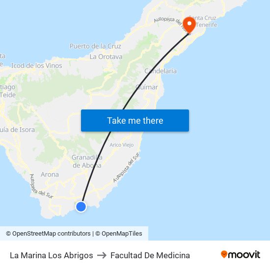 La Marina  Los Abrigos to Facultad De Medicina map