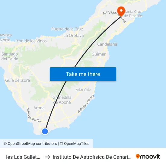 Ies Las Galletas to Instituto De Astrofisica De Canarias map