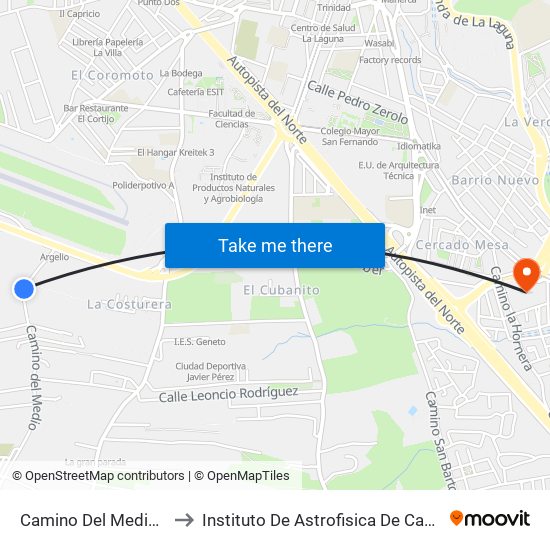 Camino Del Medio, 80 to Instituto De Astrofisica De Canarias map