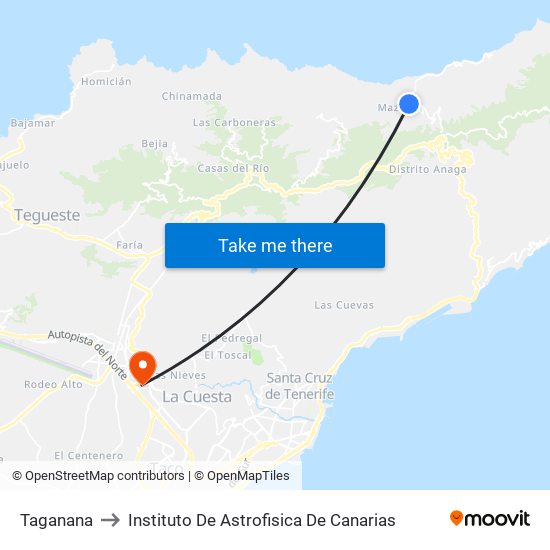 Taganana to Instituto De Astrofisica De Canarias map