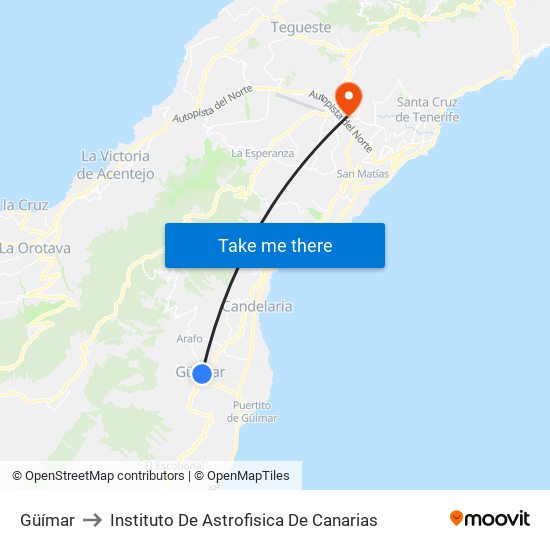 Güímar to Instituto De Astrofisica De Canarias map