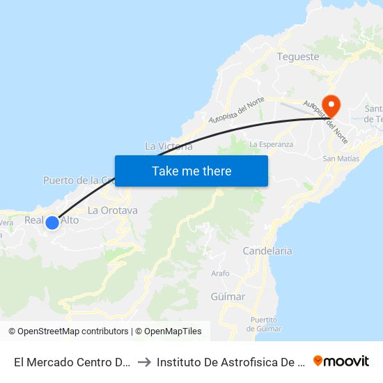 El Mercado Centro De Salud to Instituto De Astrofisica De Canarias map