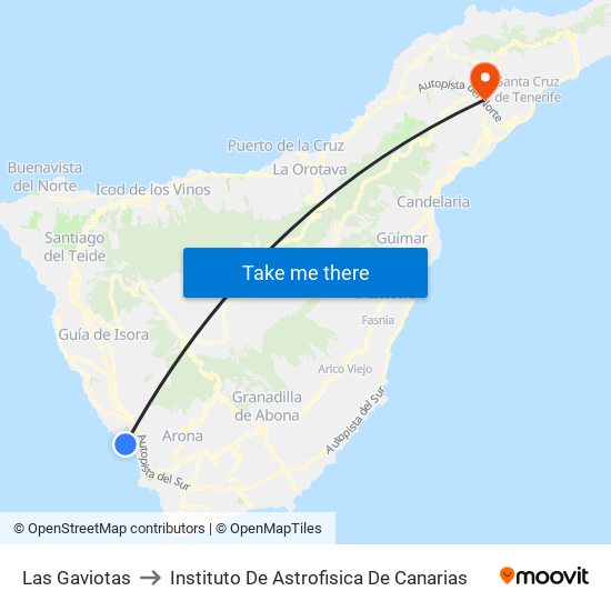 Las Gaviotas to Instituto De Astrofisica De Canarias map