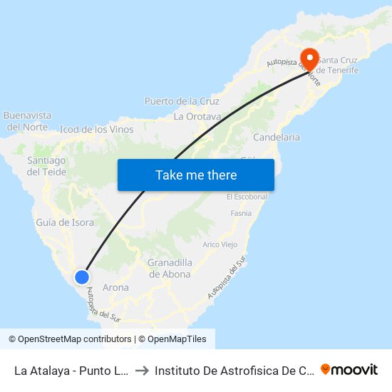 La Atalaya - Punto Limpio to Instituto De Astrofisica De Canarias map