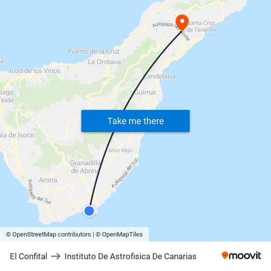 El Confital to Instituto De Astrofisica De Canarias map