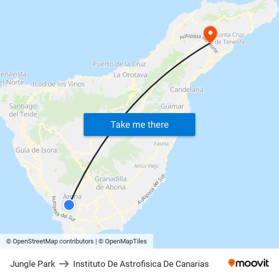 Jungle Park to Instituto De Astrofisica De Canarias map
