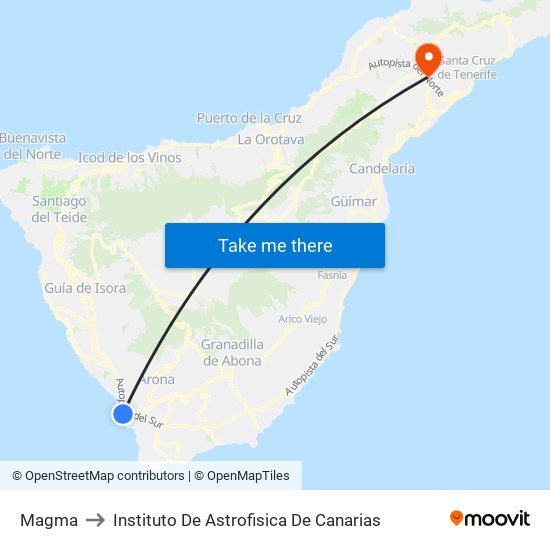 Magma to Instituto De Astrofisica De Canarias map