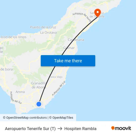 Aeropuerto Tenerife Sur (T) to Hospiten Rambla map
