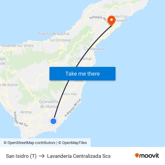 San Isidro (T) to Lavandería Centralizada Scs map