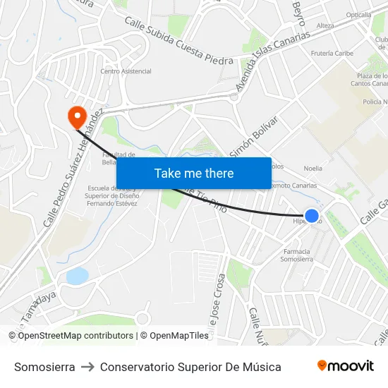Somosierra to Conservatorio Superior De Música map