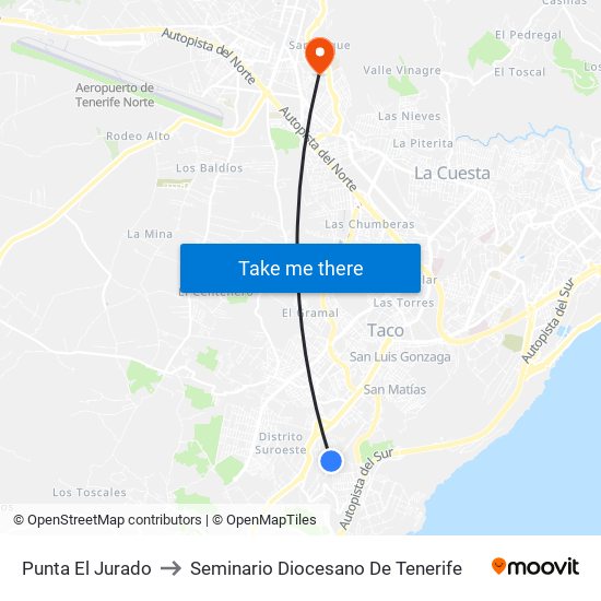 Punta El Jurado to Seminario Diocesano De Tenerife map