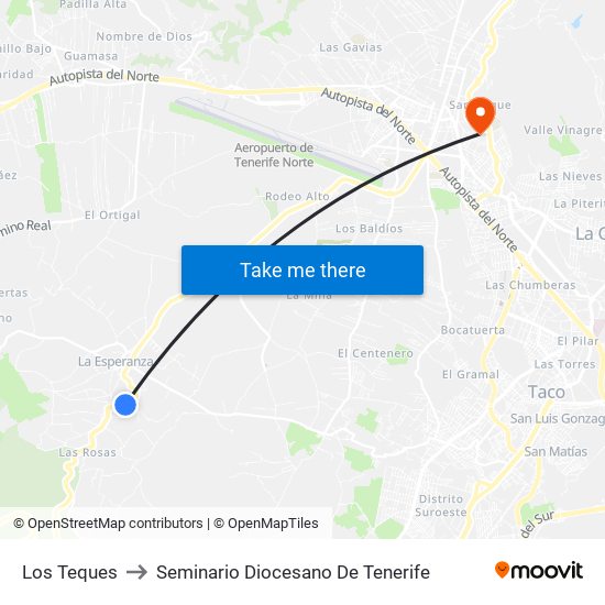 Los Teques to Seminario Diocesano De Tenerife map