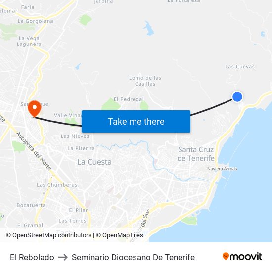 El Rebolado to Seminario Diocesano De Tenerife map