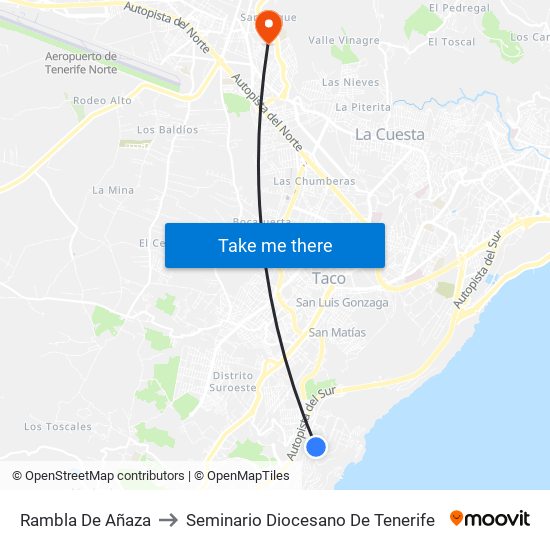 Rambla De Añaza to Seminario Diocesano De Tenerife map
