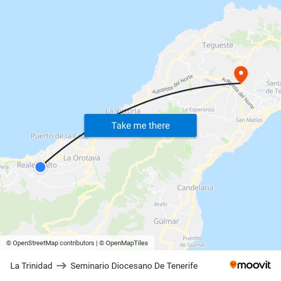 La Trinidad to Seminario Diocesano De Tenerife map