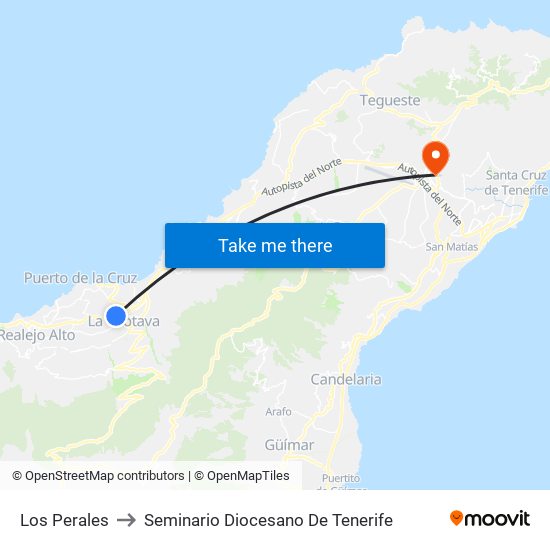 Los Perales to Seminario Diocesano De Tenerife map