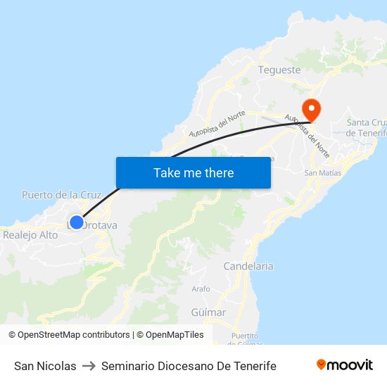 San Nicolas to Seminario Diocesano De Tenerife map