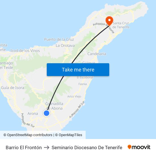Barrio El Frontón to Seminario Diocesano De Tenerife map