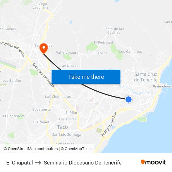 El Chapatal to Seminario Diocesano De Tenerife map