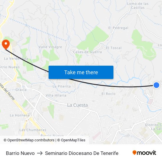 Barrio Nuevo to Seminario Diocesano De Tenerife map