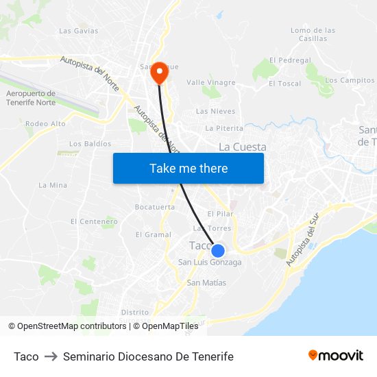 Taco to Seminario Diocesano De Tenerife map