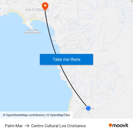 Palm-Mar to Centro Cultural Los Cristianos map