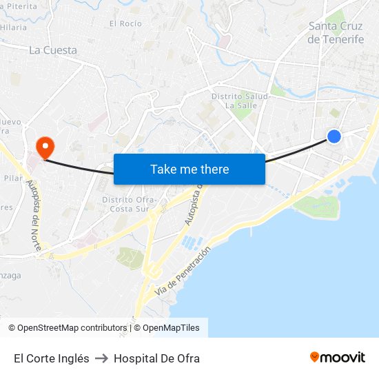 El Corte Inglés to Hospital De Ofra map