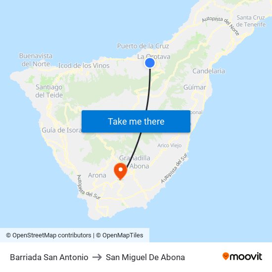 Barriada San Antonio to San Miguel De Abona map