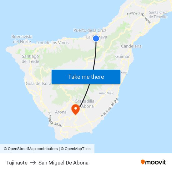 Tajinaste to San Miguel De Abona map