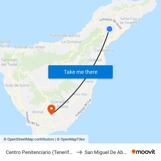 Centro Penitenciario (Tenerife II) to San Miguel De Abona map