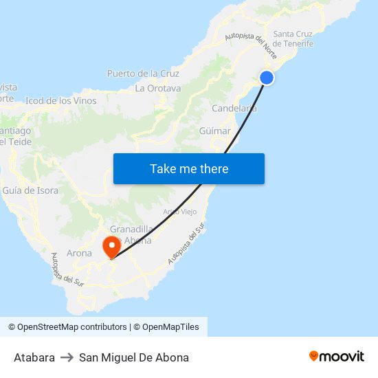 Atabara to San Miguel De Abona map