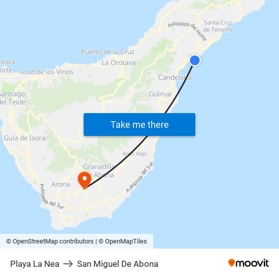 Playa La Nea to San Miguel De Abona map