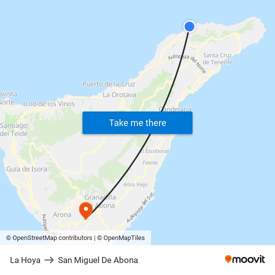La Hoya to San Miguel De Abona map